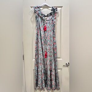 Natural Life Women’s XL Boho Floral Maxi Dress | Tassel Tie | New With Tags
